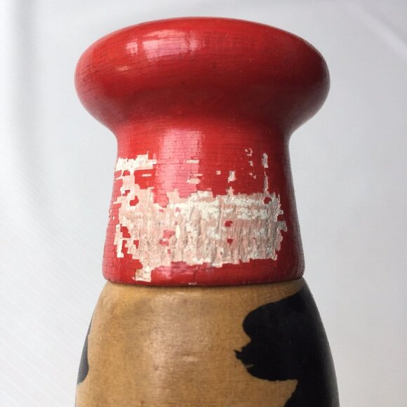 Chef Woman & Man Salt and Pepper Shakers Wood Painted Faces Red Japan Vintage - Picture 10 of 12